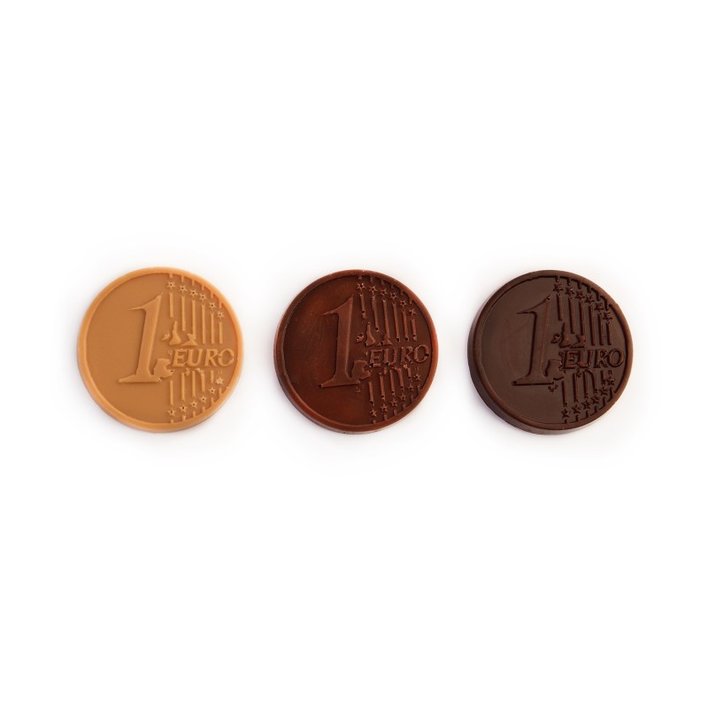 10 bonbons chocolat au lait en pièces euro